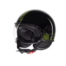 MOMO DESIGN FGTR CLASSIC STRIPES GLITTER BLACK/YELLOW FLUO – NERO GIALLO – CASCO MOTO SCOOTER JET AERONAUTICA