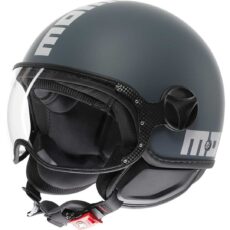 Casco Moto Jet Momo Design FGTR CLASSIC Candy Ottanio Grigio Opaco Bianco