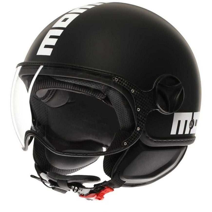 Casco Moto Jet Momo Design FGTR CLASSIC Mono Nero Opaco Bianco