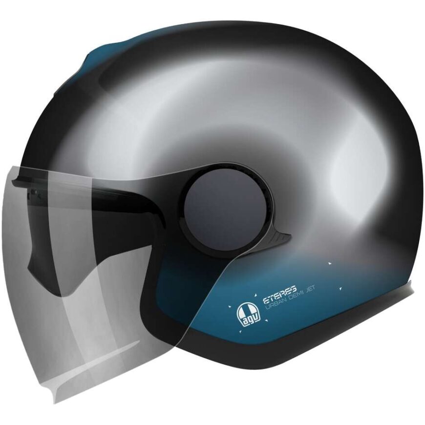 Casco Moto Jet AGV ETERES LEVANTO Nero Silver Blu